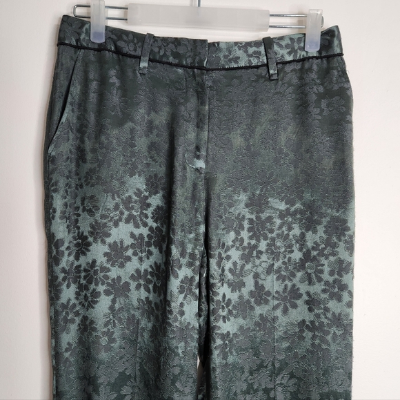 RAG & BONE Jarvis Floral Jacquard Trousers In Grey Forest Size 6 - Picture 3 of 16